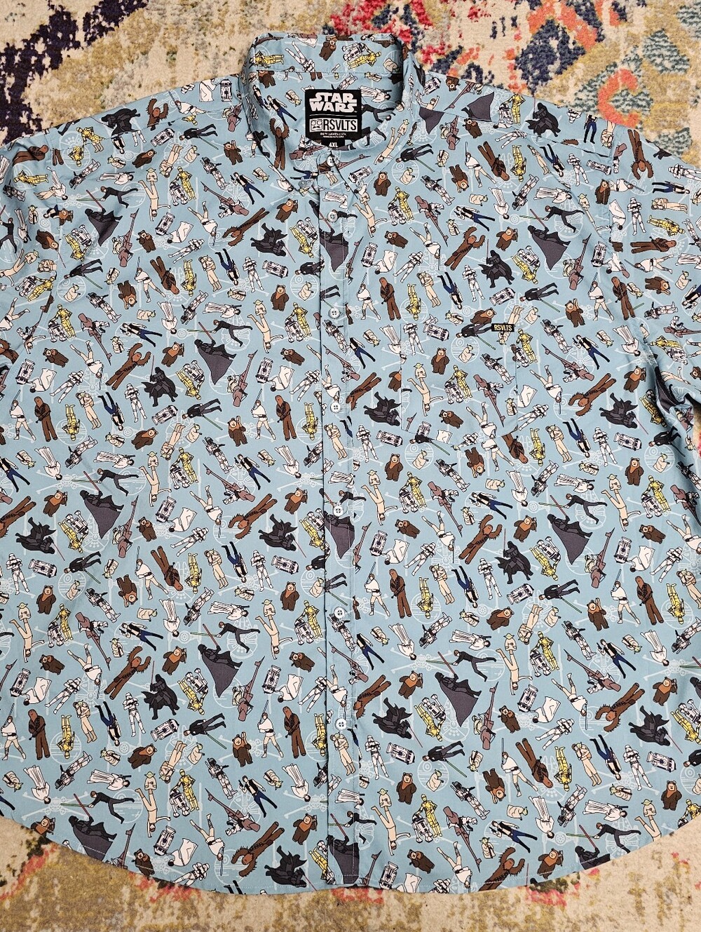 RSVLTS Shirt Men’s Size 4XL Galactic Mashup Star Wars Short Sleeve Button Down